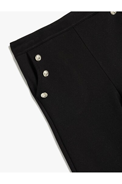 Koton Girl's Button Pocket Viscose Trousers