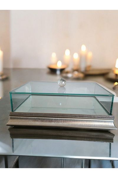 AYZ HOME Promise Engagement Chocolate Dowry Box 20*30 Wooden Edge Mirrored Base Glass Box