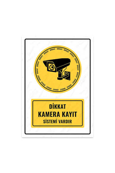 KanvasSepeti Dikkat Kamera Kayıt Sistemi Vardır Uyarı Folyo Etiket Baskı (21,...