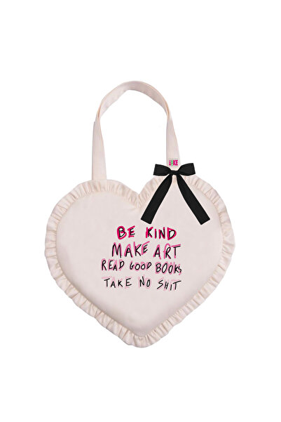 mononoke Υφασμάτινη τσάντα με λεπτομέρεια βολάν σε σχήμα καρδιάς
