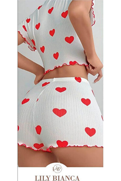 Wild Wake LILY BIANCA Kalp Desenli Şortlu Gecelik Takımı