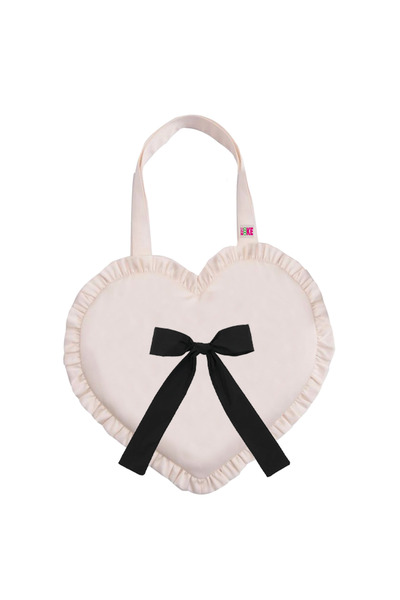 mononoke Geantă din pânză cu detaliu de volan în formă de inimă