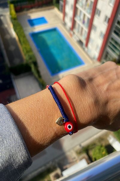 Shepidi 2-Piece Handmade Red Beaded, Heart Figured Marteniçka Lucky Bracelet