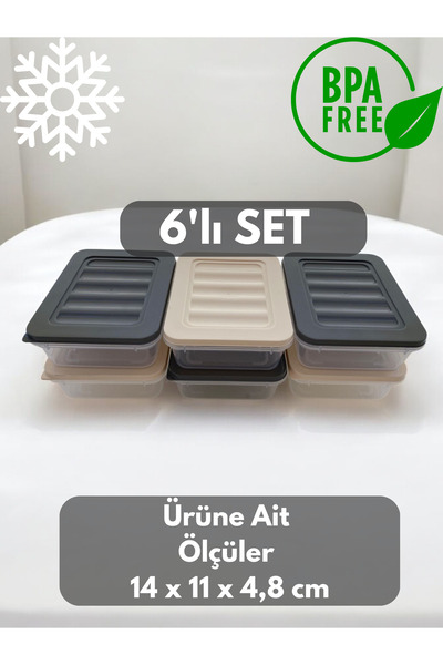 PONÇİK STORE 8-Piece Storage Container, Microwave Compatible Storage Container 2 X 1200 ml - 6 X 600 ml