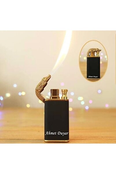 Genel Markalar Kişiye Özel Timsah Figürlü Çift Alev Gazlı Ejderha Alevi Çakmak Özel Kutusunda E-54477