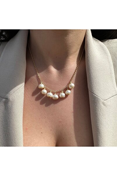 C7 Silver Hakiki Inci Sallantılı El Işçiliği Gümüş Kolye