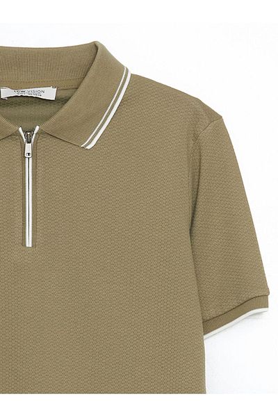 LC Waikiki Polo Neck Textured Boy's T-Shirt