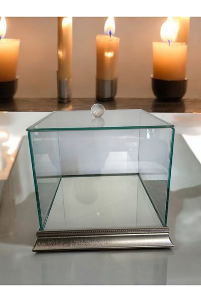 AYZ HOME 25*25*20 cm Bridal Groom Bundle - Glass Promise Engagement Dowry, Wooden Mirrored Base