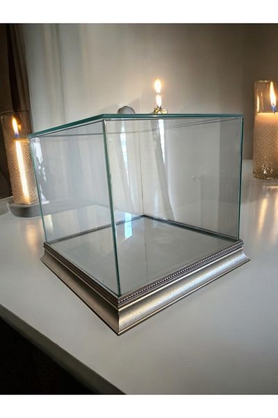 AYZ HOME 25*25*20 cm Bridal Groom Bundle - Glass Promise Engagement Dowry, Wooden Mirrored Base