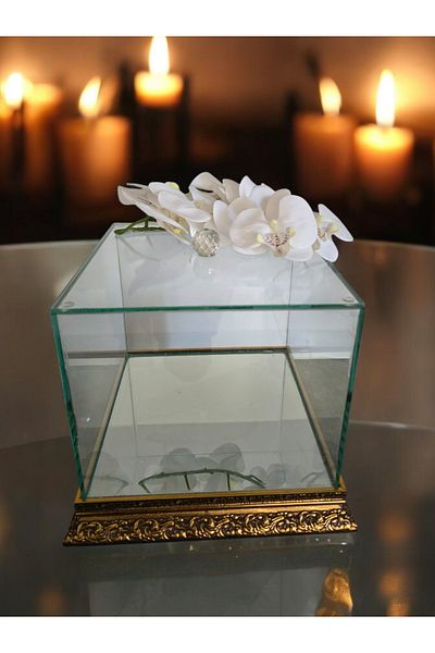 AYZ HOME 25*25*20 cm Bridal Groom Bundle - Glass Promise Engagement Dowry, Wooden Mirrored Base