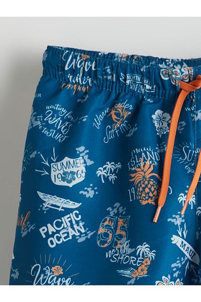 LC Waikiki New Season Patterned Boy's Sea Shorts with Elastic Waist - S5L714Z4