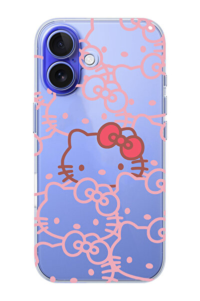 moonset Iphone 16 Plus Uyumlu Hello Kitty Tasarımlı Baskılı Şeffaf Telefon Kı...