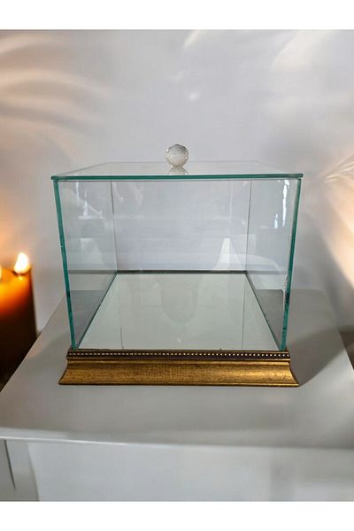 AYZ HOME 25*25*20 cm Bridal Groom Bundle - Glass Promise Engagement Dowry, Wooden Mirrored Base