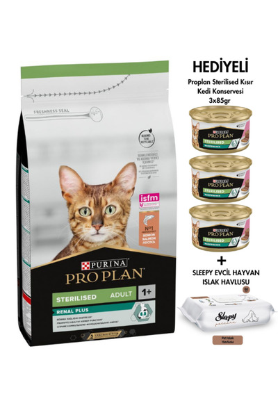 Pro Plan Proplan Somonlu Kısır Kedi Maması 10kg + Proplan Konserve 3x85gr Hed...
