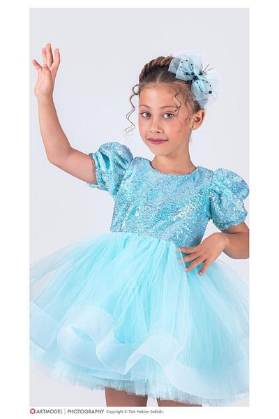 KOKOŞ BEBEK Rochie cu paiete cu cataramă pufoasă (SE RECOMANDĂ ACHIZIȚI O MĂRIME MARE)