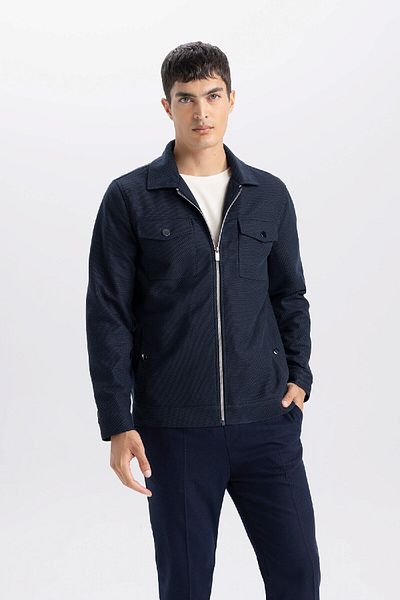 DeFacto Slim Fit Slim-Fit-Polokragen-Reißverschlussmantel D7533AX25SP
