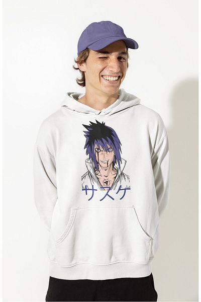 Fuddy Moda Φούτερ με κουκούλα με στάμπα Uchiha Sasuke - Unisex Anime Hoodie