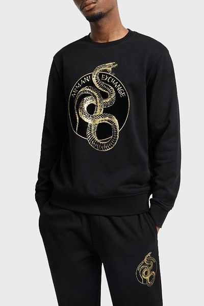 Armani Exchange Men's Sweat Xm 000216   Af10830 Uc001 - Crew Neck Printed Cotton Regular Fit Sweatshirt