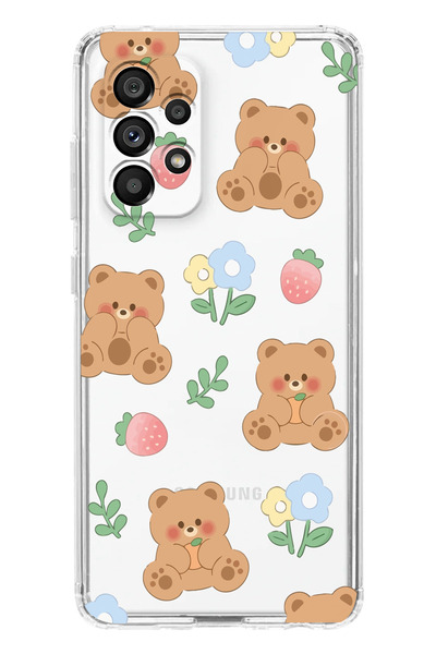 moonset Samsung Galaxy A33 Uyumlu Sevimli Ayıcık Tasarımlı Baskılı Şeffaf Tel...