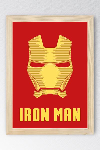 Saturn Iron Man Logo Framed Painting - Iron Man Marvel Movie Poster Painting