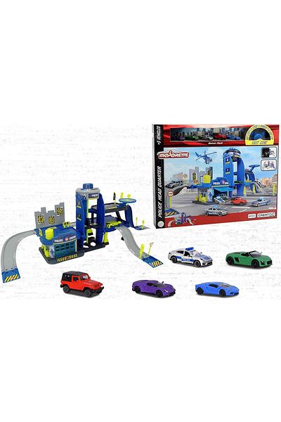 Majorette Large Police Station with Sound and Light + 5 Metal (Die-Cast) Vehicles 212050030