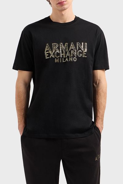 Armani Exchange Armani Exchage - Ανδρικό μπλουζάκι με λεπτομέρεια από 100% βαμβακερή πέτρα, λαιμόκοψη, κανονική εφαρμογή XM 000326   AF10364 UC