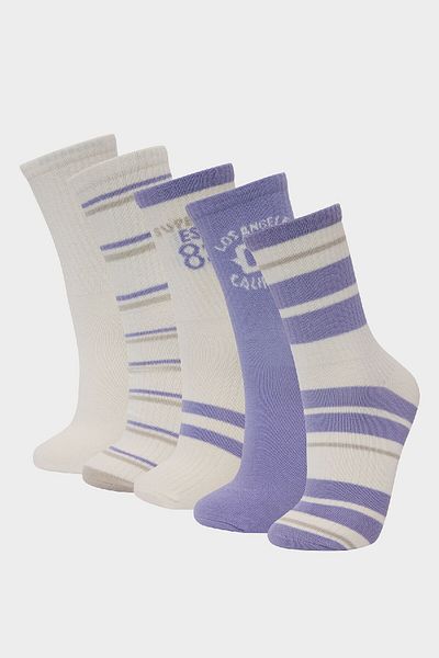 DeFacto Bequeme elastische 5-teilige lange Baumwollsocken für Damen E2054axns