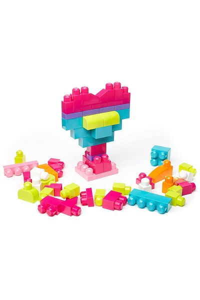 Mega Bloks حقيبة بناء MB First Builders مكونة من 60 قطعة باللون الوردي - DCH54