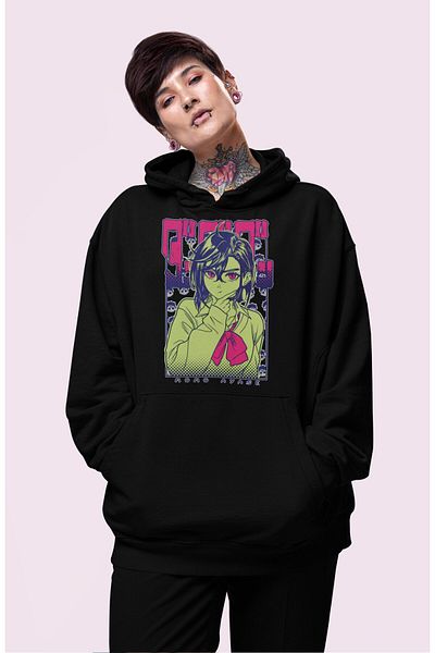 Fuddy Moda Oversize Momo Ayase Printed Hooded Sweatshirt, Unisex Dandadan Anime Themed Hoodie