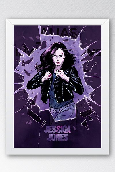 Saturn Tablou înrămat Jessica Jones - Poster de desene animate Marvel