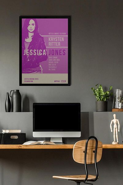 Saturn Jessica Jones Framed Painting - Marvel Tv Series Poster Painting