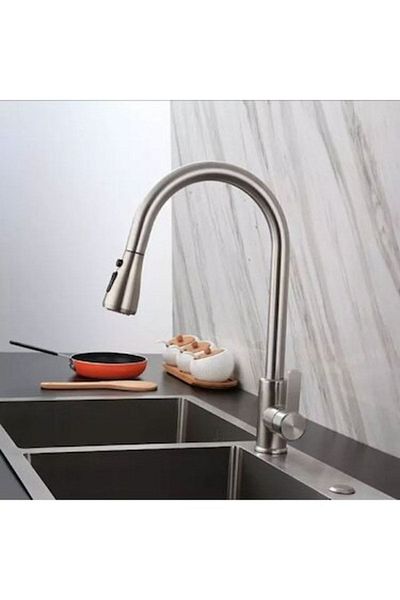 HESAPLI ÇARŞI Fleko Inox Spiral Kitchen Sink Faucet Stainless Steel