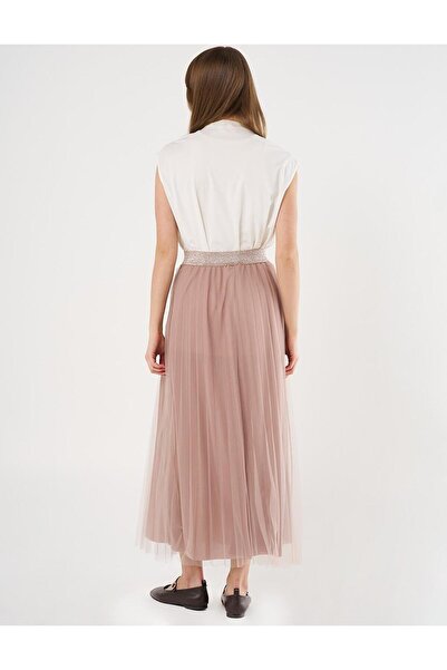 KYR Beige Pleated Tulle Skirt