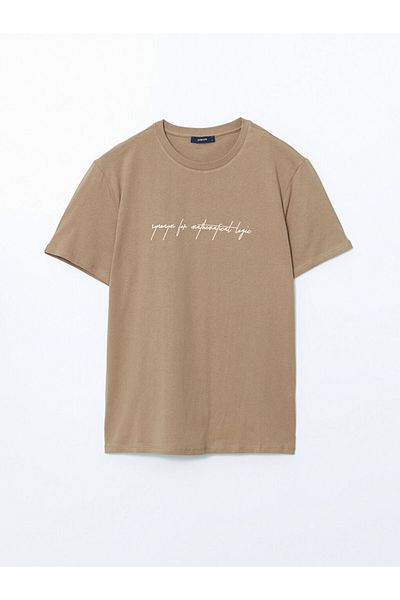 LC Waikiki New Season Crew Neck Κοντό μανίκι εμπριμέ χτενισμένο βαμβακερό ανδρικό Tisort - S5JI53Z8