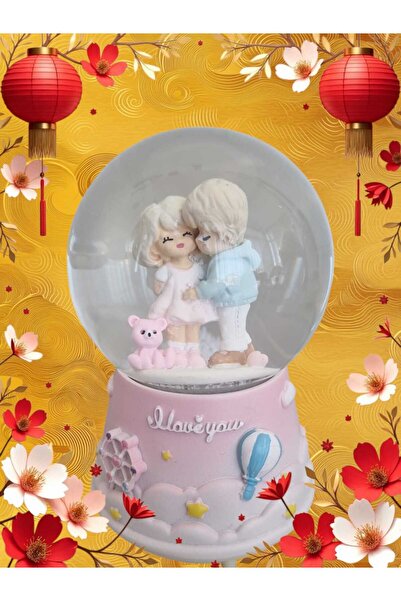 ARD IŞIKLI MÜZİKLİ ROMANTİK SEVGİLİLER CAM KAR KÜRESİ ORTA BOY