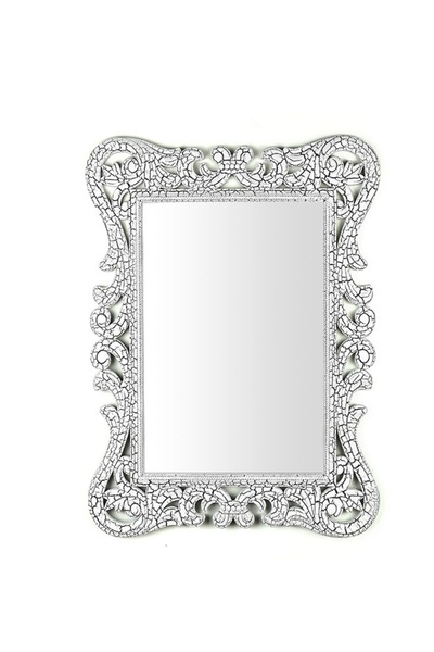 Altıntepe Dekoratif Küçük Kare Ayna Beyaz Desenli 54*67