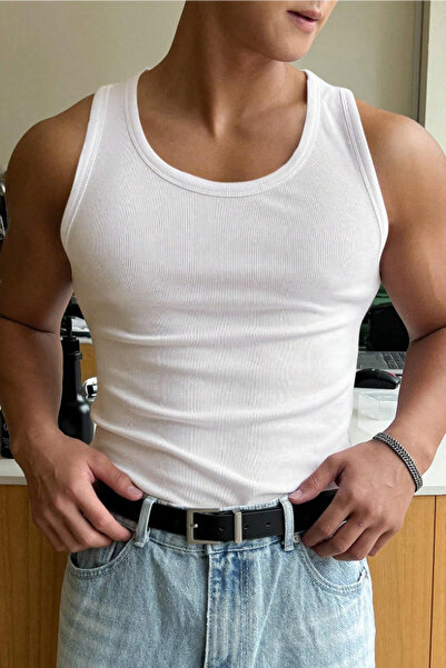 Tarz Cool Men's Ribbed Sleeveless T-Shirt Tank Top