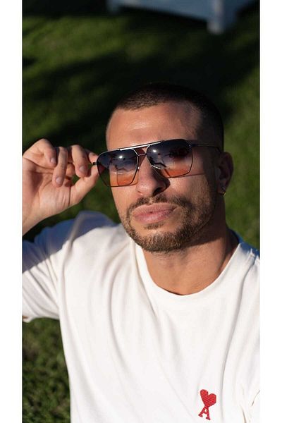 TomyHelf Rectangular Metal Frame - Women's Sunglasses, Gradient Glass