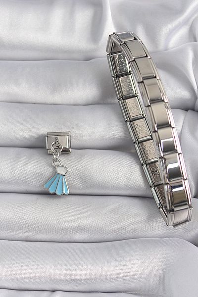 MR RZN STORE Lisinya - 316L Steel Silver Blue Dangle Dress Nomination Charm
