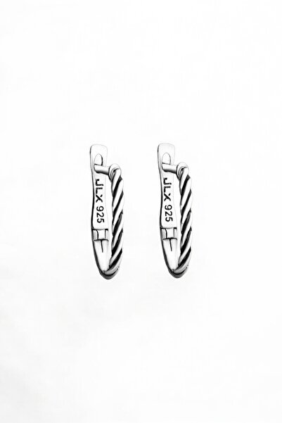 jelux silver Gümüş 925 Ayar Elips Burgu Model Trend Ataç Küpe