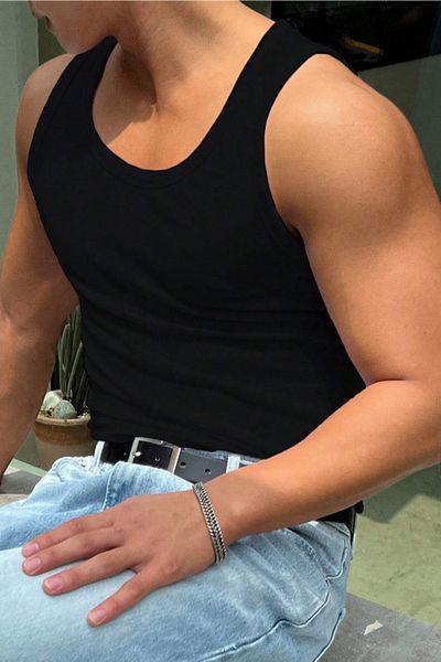 Tarz Cool Men's Ribbed Sleeveless T-Shirt Tank Top