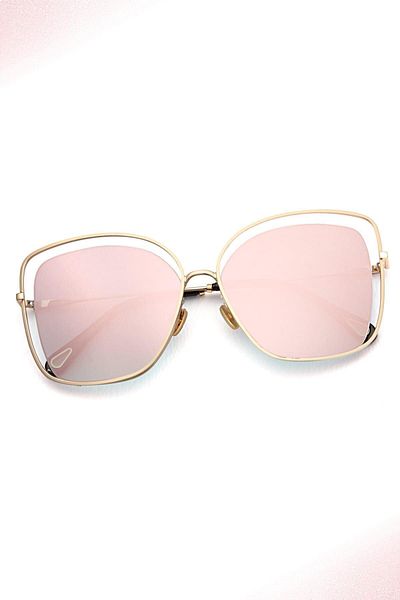 TomyHelf Women's Sunglasses - Square Design, Gold Frame, Pink Mirrored Glass