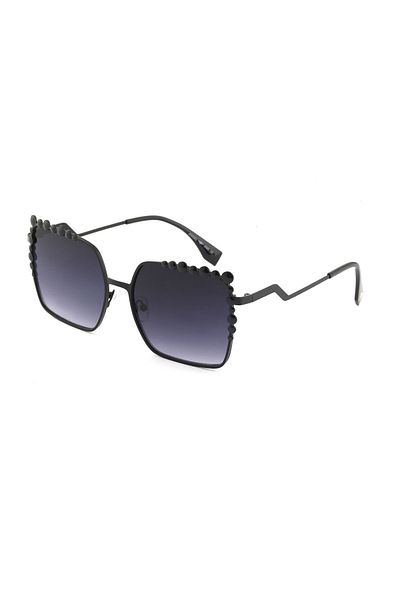 TomyHelf Pearl Square Black Frame Black Glass Women's Sunglasses