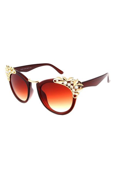 TomyHelf Oval Design Brown Women's Sunglasses - Frame Brown Glass