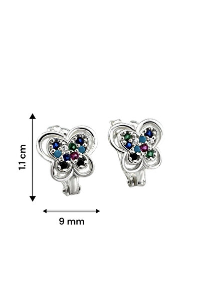 jelux silver Gümüş 925 Ayar Kelebek Model Zirkon Taşlı Çocuk Küpesi