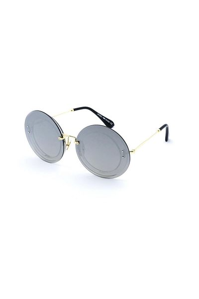 TomyHelf Women's Sunglasses - Round Design, Silver Frame, Silver Mirror Detailed Glass