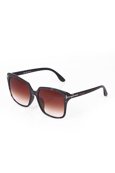 TomyHelf Brown Gradient Glass Leopard Bone Square Sunglasses