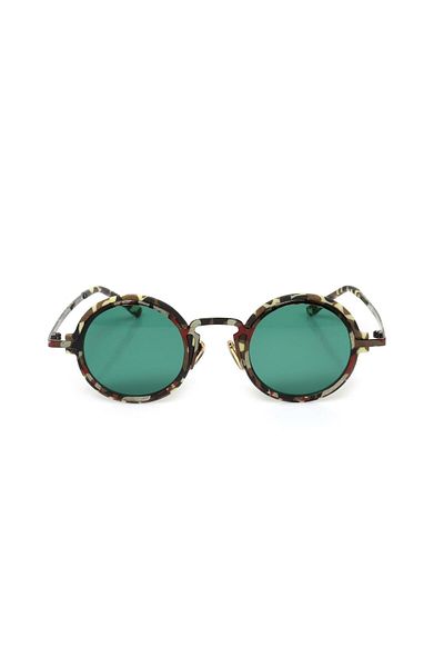 TomyHelf Green Camouflage Frame - Women's Sunglasses, Round Design
