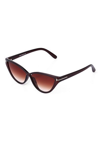 TomyHelf Brown Gradient Glass Brown Cat Eye Bone Frame Unisex Sunglasses