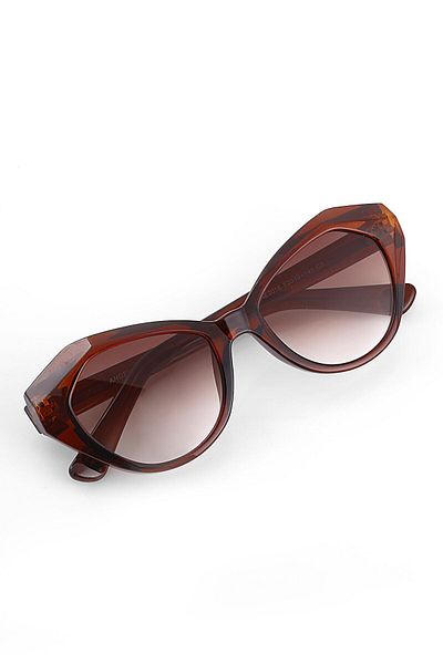 TomyHelf Geometric Design Brown Women's Sunglasses - Frame Brown Glass